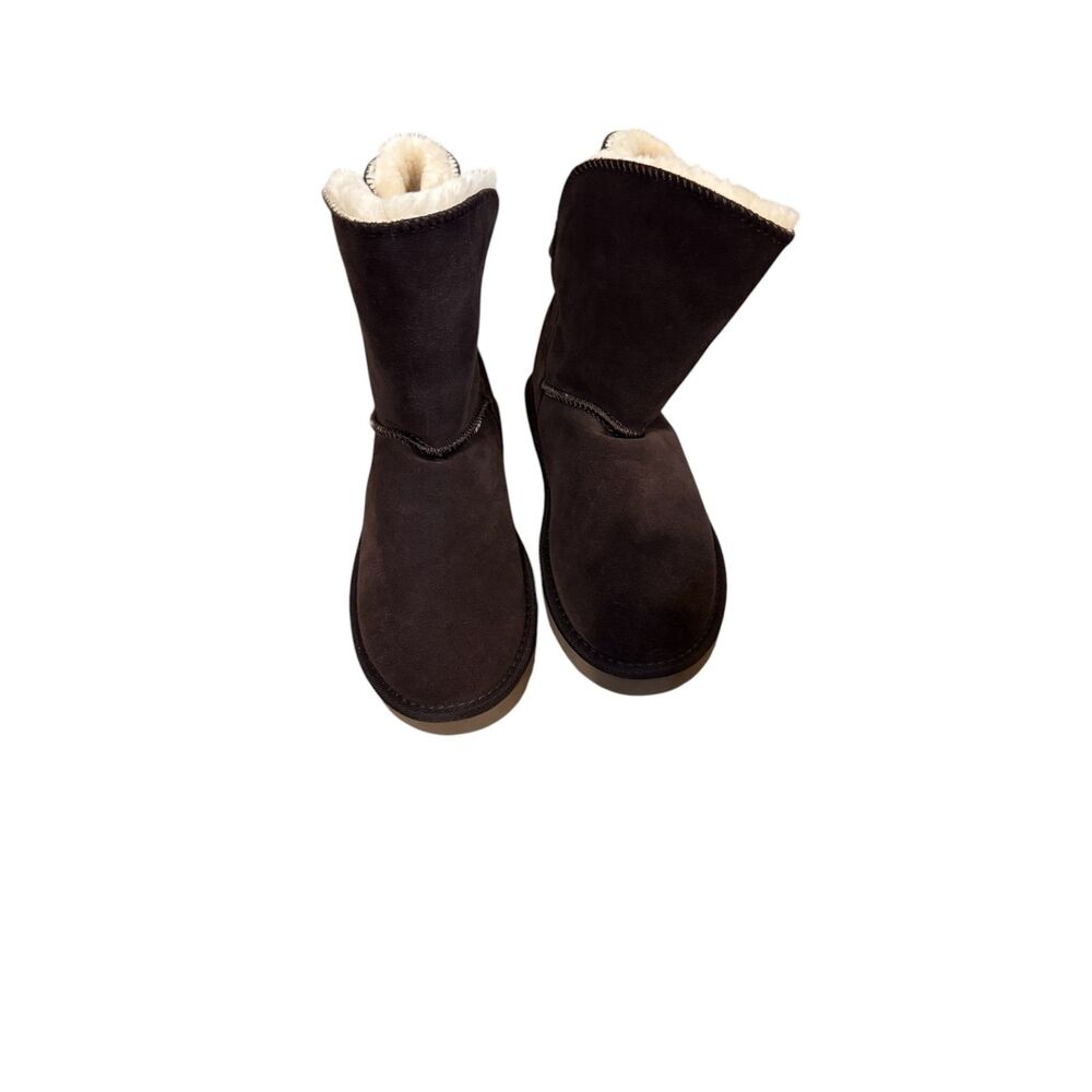 Style & Co Faux Suede Chocolate Brown Fuzzy Winter Boots Buckle Women’s Size 8